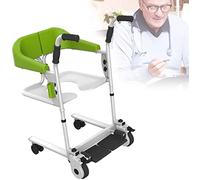 QHLMLL Patient Lift Wheelchair for Home, Portable Transfer Lifter w/180° Split Seat, Bedside Commode Bathroom Chair Manual Lift for Elderly Handicapped Seniors - Maximum Load 264lbs (Green)