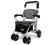 QHLMLL Rollator with Seat Folding Rollator Folding Mobility Walking Aid, Height Adjustable Seat Elderly Walker, Aluminum Alloy Trolley Rollators 4 Wheel with Seat Double The Comfort Atmosphere
