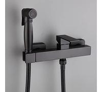 QHLMLL Set miscelatore per doccia per WC, nero, multifunzione, attacco per bidet a parete, kit spruzzatore per rubinetto per WC, spruzzatore portatile, attacco per WC, tubo fle