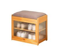 QHLMLL Wooden Storage Shoe Change, Mulifunctional Shoe Changing Step Stools Light Luxury High-End Shoe-Wearing Stool for Living Room Bedroom Entryway Office,50cm,Original color