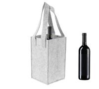 QHLWTT 1Pc Portable Wine Bag Felt Reusable Wine Holder Bottle Gift Bags Grey 4 Bottle Carrier Tote Christmas Carrier Bags for Travel, Camping, Picnic