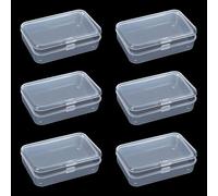 QHLWTT 6Pcs Useful Small Plastic Boxes Lightweight Clear Plastic Storage Box Jewelry Finding Transparent Portable Tackle Box for Pills, Beads, Jewellery, Craft Items