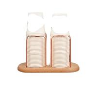 QHMMDCN Cup Holder Metal Cup Storage Holder Water Tea Cups Dispenser Rack Shelf with Wooden Base Mug Display Stand Home Organizer(Color 2)