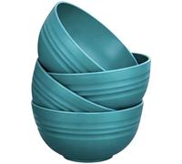 QHNTXQD Unbreakable Cereal Bowls, 24 OZ Lightweight Plastic Bowl Set of 4, Reusable Soup Bowls for Rice Noodle Soup Snack Salad Fruit, Dishwasher & Microwave Safe (Dark Green)