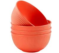 QHNTXQD Unbreakable Cereal Bowls, 24 OZ Lightweight Plastic Bowl Set of 4, Reusable Soup Bowls for Rice Noodle Soup Snack Salad Fruit, Dishwasher & Microwave Safe (Orange)