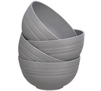 QHNTXQD Unbreakable Cereal Bowls, 24 OZ Lightweight Plastic Bowl Set of 4, Reusable Soup Bowls for Rice Noodle Soup Snack Salad Fruit, Dishwasher & Microwave Safe (Gray)