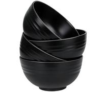 QHNTXQD Unbreakable Cereal Bowls, 24 OZ Lightweight Plastic Bowl Set of 4, Reusable Soup Bowls for Rice Noodle Soup Snack Salad Fruit, Dishwasher & Microwave Safe (Black)