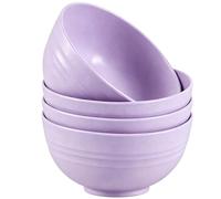 QHNTXQD Unbreakable Cereal Bowls, 24 OZ Lightweight Plastic Bowl Set of 4, Reusable Soup Bowls for Rice Noodle Soup Snack Salad Fruit, Dishwasher & Microwave Safe (Purple)