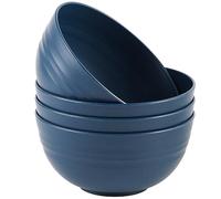 QHNTXQD Unbreakable Cereal Bowls, 24 OZ Lightweight Plastic Bowl Set of 4, Reusable Soup Bowls for Rice Noodle Soup Snack Salad Fruit, Dishwasher & Microwave Safe (Dark Blue)