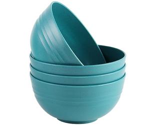 QHNTXQD Unbreakable Cereal Bowls, 24 OZ Lightweight Plastic Bowl Set of 4, Reusable Soup Bowls for Rice Noodle Soup Snack Salad Fruit, Dishwasher & Microwave Safe (Dark Green)