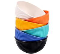 QHNTXQD Unbreakable Cereal Bowls, 24 OZ Lightweight Plastic Bowl Set of 6, Reusable Soup Bowls for Rice Noodle Soup Snack Salad Fruit, Dishwasher & Microwave Safe (Multicolour)