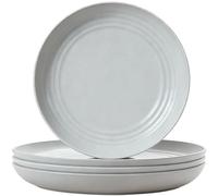 QHNTXQD Unbreakable Dinner Plates Set of 4, 23 cm Reusable Plastic Plates Lightweight Dessert Plate for Pizza, Pasta, Bread, Snack, Salad, Microwave and Dishwasher Safe (Gray)