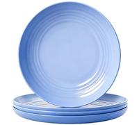 QHNTXQD Unbreakable Dinner Plates Set of 4, 7.8'' Reusable Plastic Plates Lightweight Dessert Plate for Pizza, Pasta, Bread, Snack, Salad, Microwave and Dishwasher Safe (Blue)