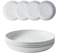 QHNTXQD Unbreakable Dinner Plates Set of 4, 7.8'' Reusable Plastic Plates Lightweight Dessert Plate for Pizza, Pasta, Bread, Snack, Salad, Microwave and Dishwasher Safe (Grey)