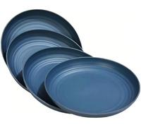 QHNTXQD Unbreakable Dinner Plates Set of 4, 7.8'' Reusable Plastic Plates Lightweight Dessert Plate for Pizza, Pasta, Bread, Snack, Salad, Microwave and Dishwasher Safe (Dark Blue)