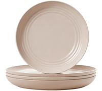 QHNTXQD Unbreakable Dinner Plates Set of 4, 7.8'' Reusable Plastic Plates Lightweight Dessert Plate for Pizza, Pasta, Bread, Snack, Salad, Microwave and Dishwasher Safe (Beige)