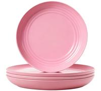 QHNTXQD Unbreakable Dinner Plates Set of 4, 7.8'' Reusable Plastic Plates Lightweight Dessert Plate for Pizza, Pasta, Bread, Snack, Salad, Microwave and Dishwasher Safe (Pink)