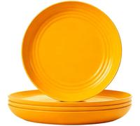 QHNTXQD Unbreakable Dinner Plates Set of 4, 7.8'' Reusable Plastic Plates Lightweight Dessert Plate for Pizza, Pasta, Bread, Snack, Salad, Microwave and Dishwasher Safe (Yellow)