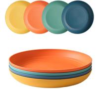 QHNTXQD Unbreakable Dinner Plates Set of 4, 7.8'' Reusable Plastic Plates Lightweight Dessert Plate for Pizza, Pasta, Bread, Snack, Salad, Microwave and Dishwasher Safe (4 Colors)