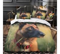 QHNZKJXPRL Belgian Shepherd Quilt Cover 3D Design Printed Easy Care 3-Piece Bedding Set Zipper Comforter Cover Hotel Quality Anti-allergic for Teens Adults Women Kids Girls Boys Super king（260x220cm）