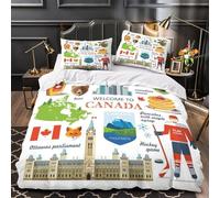 QHNZKJXPRL Canada Landmarks Comforter Cover 3D Print Machine Washable 3 Pieces Bedding Set Hidden Zipper Duvet Cover Extra Soft Durable for Girls Boys Kids Adults Women Teens Double（200x200cm）