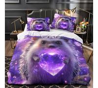 QHNZKJXPRL Cute Hedgehog Comforter Cover 3D Print Breathable 3PCs Bed Linen Hidden Zipper fantasy Duvet Cover Ultra Soft Durable for Teens Youth Adults Women Kids Boys Girls Super king（260x220cm）