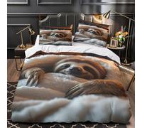 QHNZKJXPRL Cute Sloth Sleeping Duvet Cover 3D Design Printed Hotel Quality 3 Pieces Bedding Set Zipper Quilt Cover Extra Soft Washable for Adults Kids Women Teens Youth Girls Single（135x200cm）