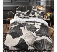 QHNZKJXPRL Ginkgo Leaf Pattern Duvet Cover 3D Design Printed Hotel Quality 3 Pieces Bedding Set Zipper Quilt Cover Extra Soft Washable for Adults Kids Women Teens Youth Girls Single（135x200cm）