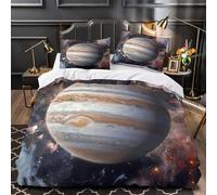 QHNZKJXPRL Jupiter Planet Quilt Cover 3D Design Printed Luxurious 3 Pcs Bedding Set Zipper Cosmic Space Duvet Cover Super Soft Anti-allergic for Kids Adults Women Teens Youth Single（135x200cm）