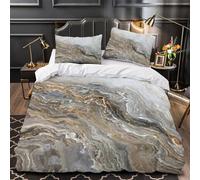 QHNZKJXPRL Marble Texture Duvet Cover 3D Design Printed Anti-allergic 3 Pieces Bedding Set Zipper Comforter Cover Hotel Quality All Season for Adults Kids Women Teens Youth Single（135x200cm）