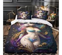 QHNZKJXPRL Mythical Goddess Comforter Cover 3D Print Hotel Quality 3-Piece Bed Set Hidden Zipper fantasy Quilt Cover Extra Soft All Season for Adults Women Kids Girls Boys Teens Youth King（220x240cm）