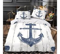 QHNZKJXPRL Nautical Anchor Design Comforter Cover 3D Design Printed Easy Care 3-Piece Bed Set Zipper Quilt Cover Ultra Soft Machine Washable for Teens Adults Women Kids Youth Super king（260x220cm）