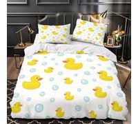 QHNZKJXPRL Rubber Duck Pattern Comforter Cover 3D Design Printed Luxury 3 Piece Bedding Set Zipper Quilt Cover Super Soft All Season for Kids Teens Adults Women Youth Teenagers King（220x240cm）