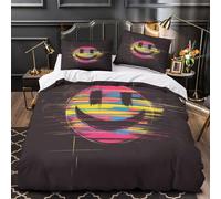 QHNZKJXPRL SmileyFace Comforter Cover 3D Design Printed Luxury 3PCs Bedding Set Zipper DigitalArtStyle Duvet Cover Extra Soft Easy Care for Teens Youth Teenagers Adults Women Kids King（220x240cm）
