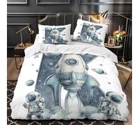 QHNZKJXPRL Space Rocket Comforter Cover 3D Print Wrinkle-Resistant 3-Piece Bed Set Hidden Zipper Quilt Cover Premium Machine Washable for Adults Women Kids Girls Boys Youth Super king（260x220cm）