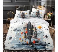QHNZKJXPRL Space Rocket Quilt Cover 3D Design Printed Hotel Quality 3-Piece Bedding Set Zipper Comforter Cover Ultra Soft Hypoallergenic for Teens Adults Women Kids Girls Boys Double（200x200cm）