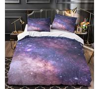 QHNZKJXPRL Starry Sky Quilt Cover 3D Design Printed Easy Care 3-Piece Bedding Set Zipper Cosmic Galaxy View Duvet Cover Hotel Quality Durable for Teens Adults Women Kids Girls Boys King（220x240cm）