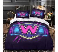 QHNZKJXPRL Wrestling Belt Duvet Cover 3D Print Durable 3 Pcs Bed Linen Hidden Zipper vibrant Neon Graphic Quilt Cover Premium Breathable for Kids Adults Women Teens Youth Girls Boys Single（135x200cm）