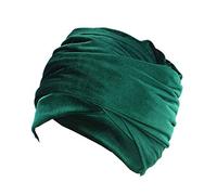 Qhome Luxury Pleated Velvet Turban Hijab Head Wrap Extra Long Tube Indian Headwrap Scarf Tie, Tjm-38-green, IN