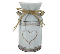Qhome Vintage Metal Vase with Heart-Shaped & Rope, Mini Shabby Chic Milk Can Jug, Rustic Flower Pitcher Vase Pot for French Country Wedding/Garden/HomeTable Decor (Can Not Hold Water)