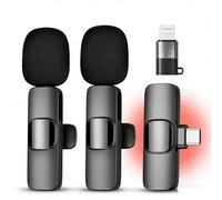 Qhot Microphone Mobile Phone iPhone Bluetooth Wireless Mini Wireless Lavalier Microphone Lightning for iPad I Phone Small Lapel Microphone USB-C for Android Smartphone Podcast Social Media Influencer