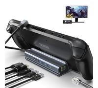 Qhou Steam Deck Docking Station, 6 in 1 Docking Station, HDMI 2.0, 4K@60Hz, Gigabit Ethernet, 3 USB A 3.0, Compatible with Valve Steam Deck, Switch
