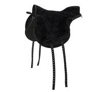 QHP - Bareback Pad Super Soft Riding Pad, Black, Soft (Black/Black, Pony)