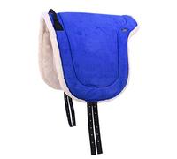 QHP Bareback Pad with Faux Fur and Grab Handle (Warmblood Cobalt Blue)