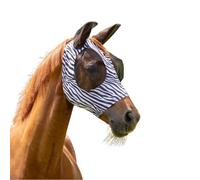 QHP Fly Mask Super Bug for Horses | Breathable Fly and Insect Protection | Soft Stretch Fit, Mesh Eyes and Ears | Zebra | Full
