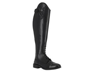 QHP Sasha Women's Black Ankle Boot, UK 8.5, Equestrian, Cowhide Leather