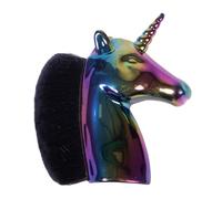 QHP Unicorn Head Brush, Extra Soft Bristles, Shiny Handle in Unicorn Design, Play Brush for Girls, Dolls, Hobby Horsing & Fantasy Fun (Black)