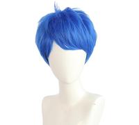 QHQ-SHININGLIFI Unisex Short Blue Wig, Pixie cut Synthetic Hair for Cosplay Anime Inside Out 2 Joy, Comic-Con, Parties, Costume Play, Comes with Wig Net Cap; 55TNL