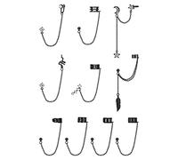 QHQQXN 10Pcs Ear Cuff Chain for Women Snake Feather Ear Cuff Moon Star Ear Climber Helix Cartilage Crawler Tassel Chain Ear Cuff for Women Girls