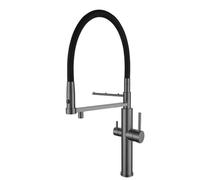 QHQQXN 3 Way Kitchen Tap with Pull Out Sprayer Gray Drinking Water Tap Kitchen Mixer Taps 1 Hole Pull Out Spray for Filter Water Purifier-B Household faucets